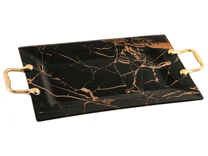 Блюдо Viva Marbel Black, с ручками, 35х22,5см, 6900068706415