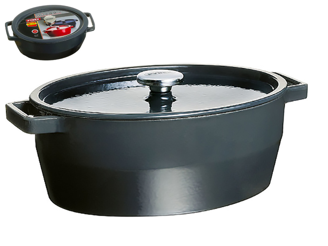 Кастрюля чугунная овальная Pyrex Slow Cook grey, 5,8л, 3426470266833