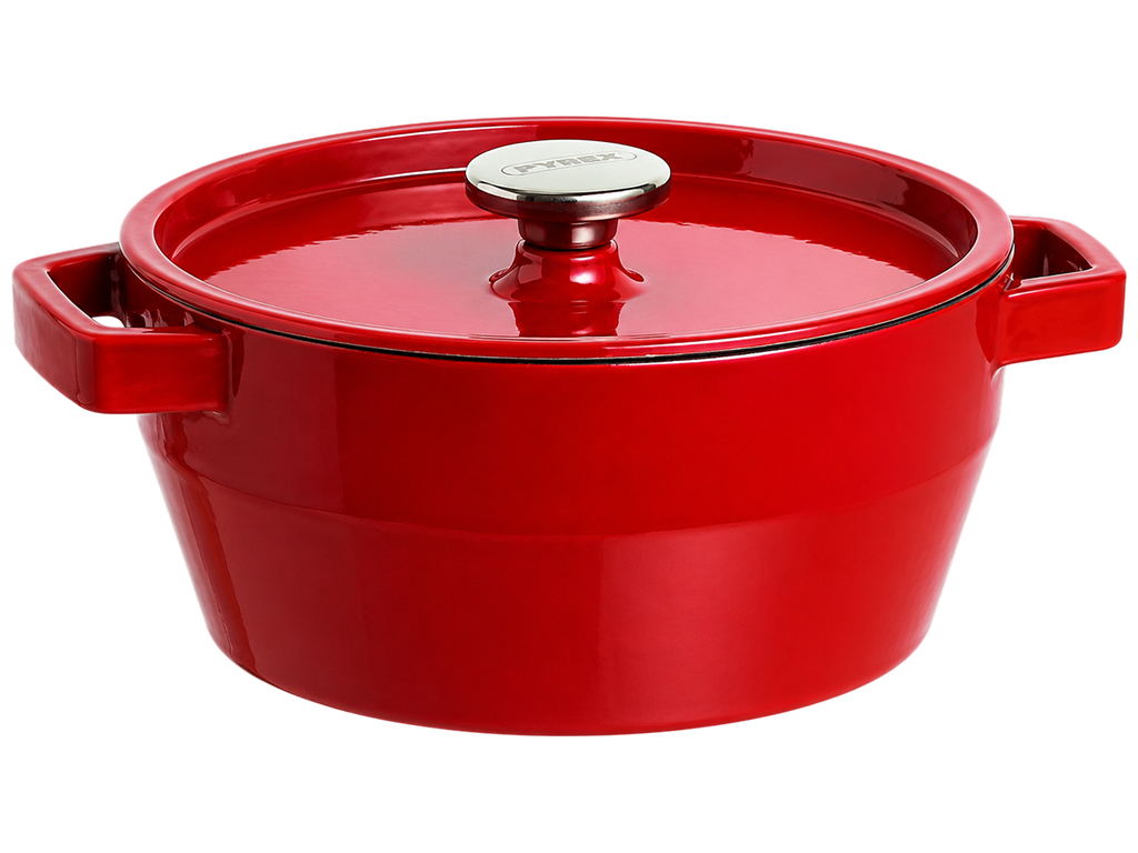 Кастрюля Pyrex Slow Cook Red, чугунная, с крышкой, 28 см, 6,8 л
