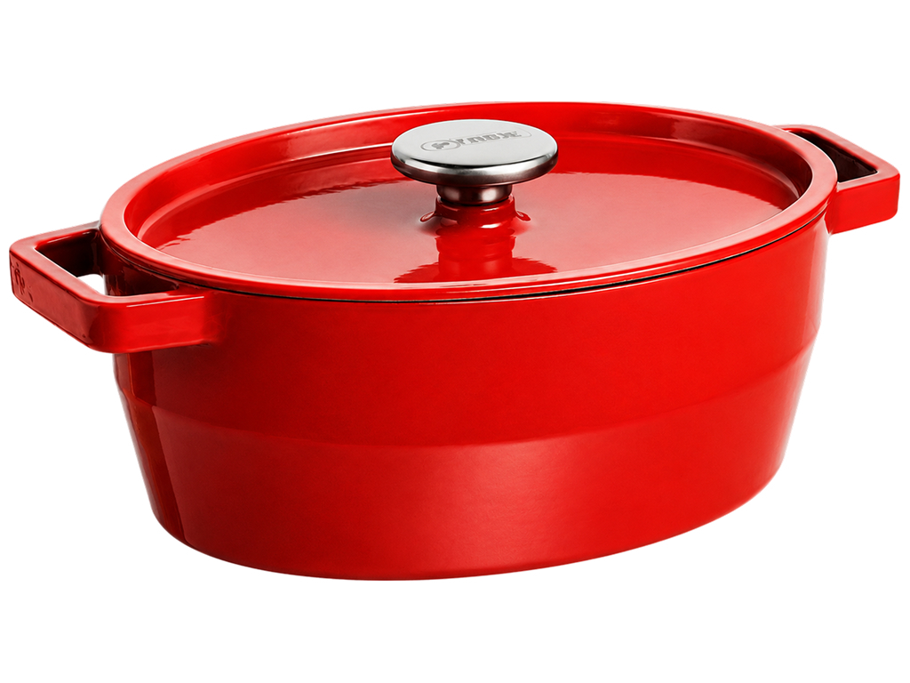 Кастрюля Pyrex Slow Cook Red, чугунная, овальная, с крышкой, 6 л
