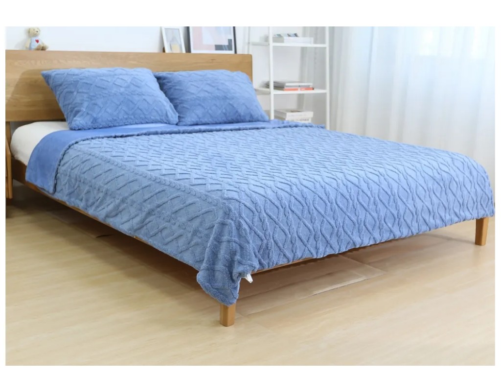 Комплект постільної білизни Soho Romance, двоспальний, покривало, 2 наволочки, колір блакитний