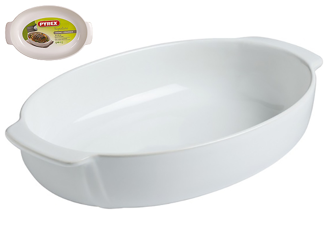Форма для запекания Pyrex Signature, 35x23см, овальная, керамическая, белая, 3426470272483