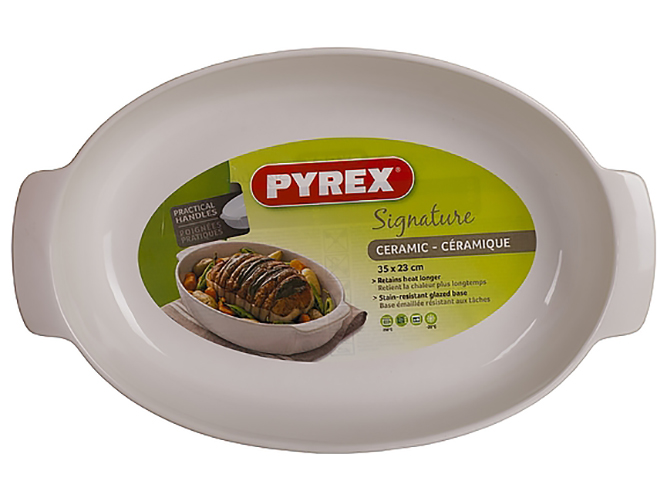 Форма для запекания Pyrex Signature, 35x23см, овальная, керамическая, белая, 3426470272483