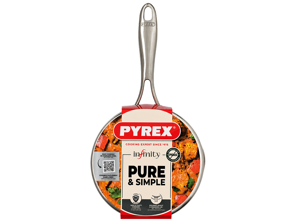 Ковш Pyrex Infinity с крышкой, нержавеющая сталь, 2,5 л, 20 см