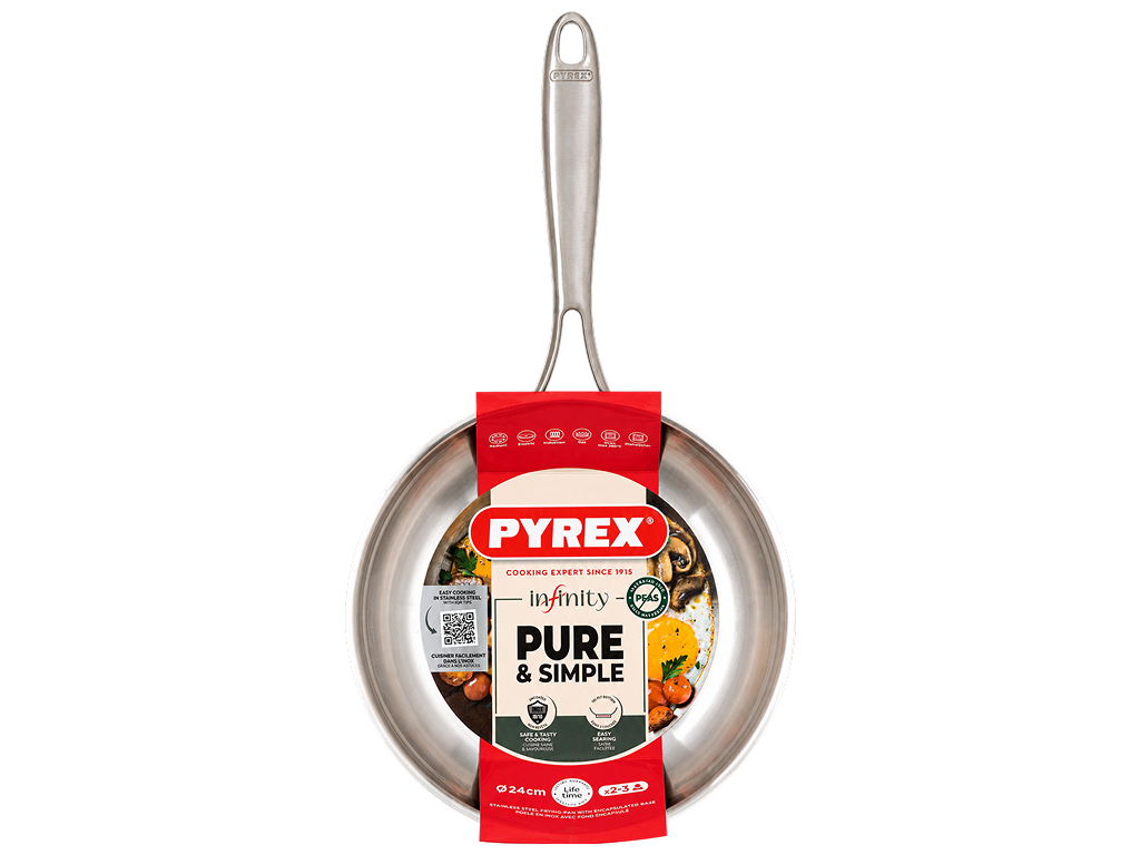 Сковорода Pyrex Infinity, нержавеющая сталь, 24см, цвет стальной