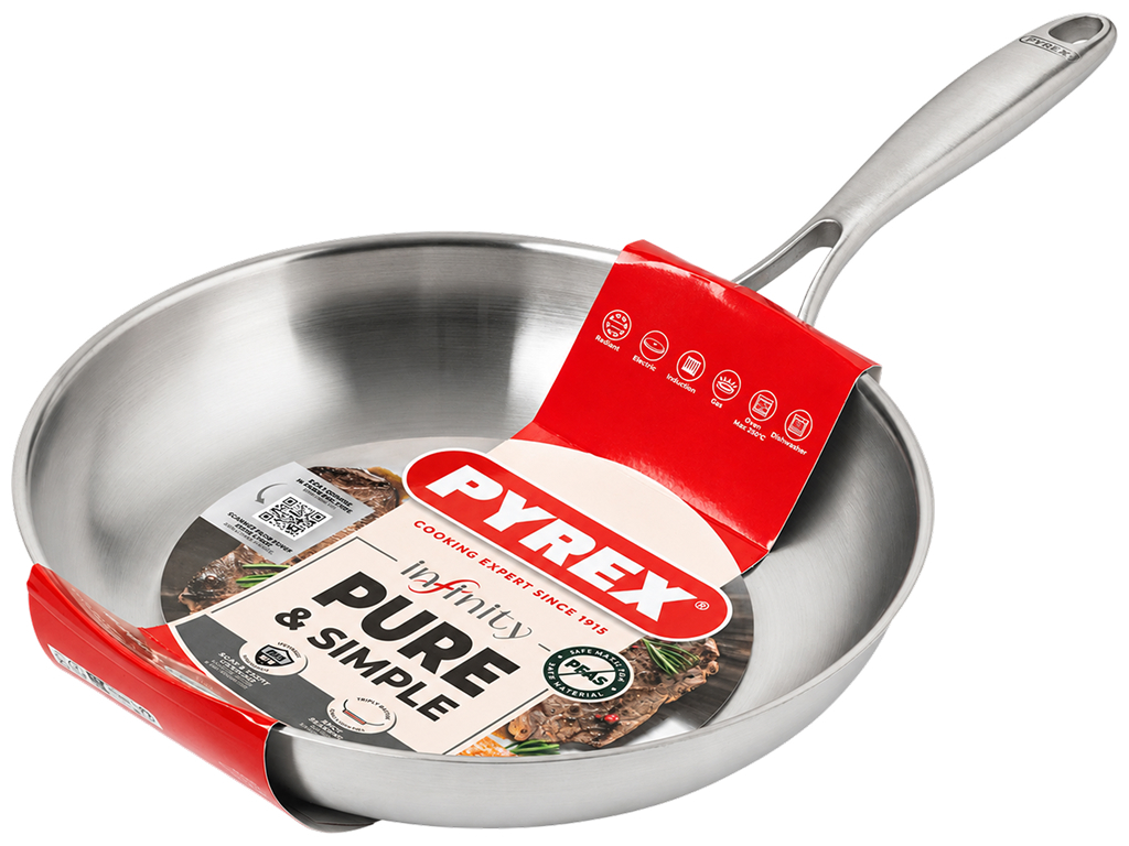 Сковорода Pyrex Infinity, нержавеющая сталь, 24см, цвет стальной