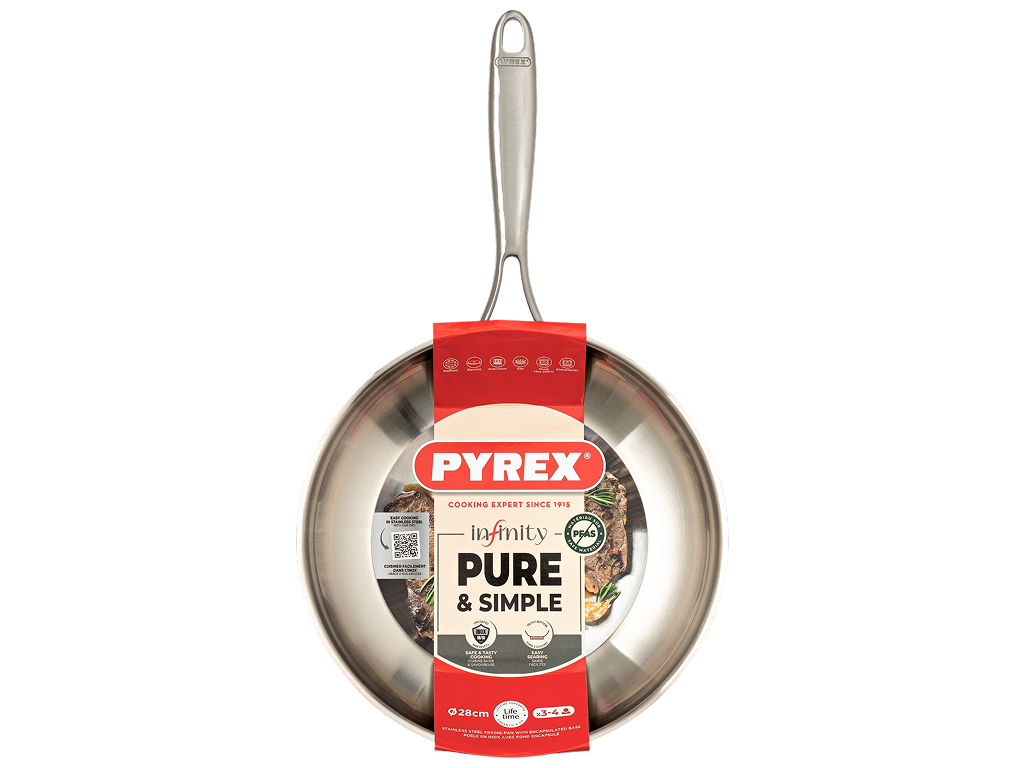 Сковорода Pyrex Infinity, нержавеющая сталь, 28см, цвет стальной