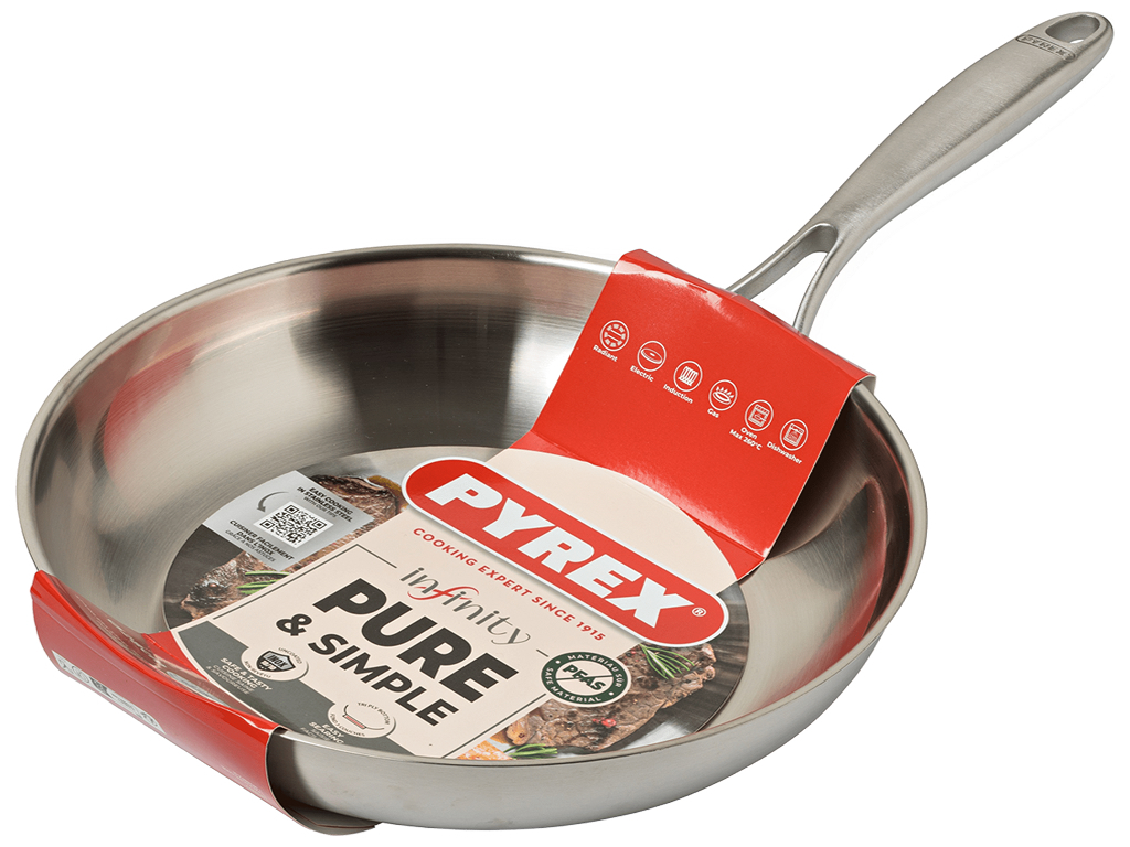 Сковорода Pyrex Infinity, нержавеющая сталь, 28см, цвет стальной