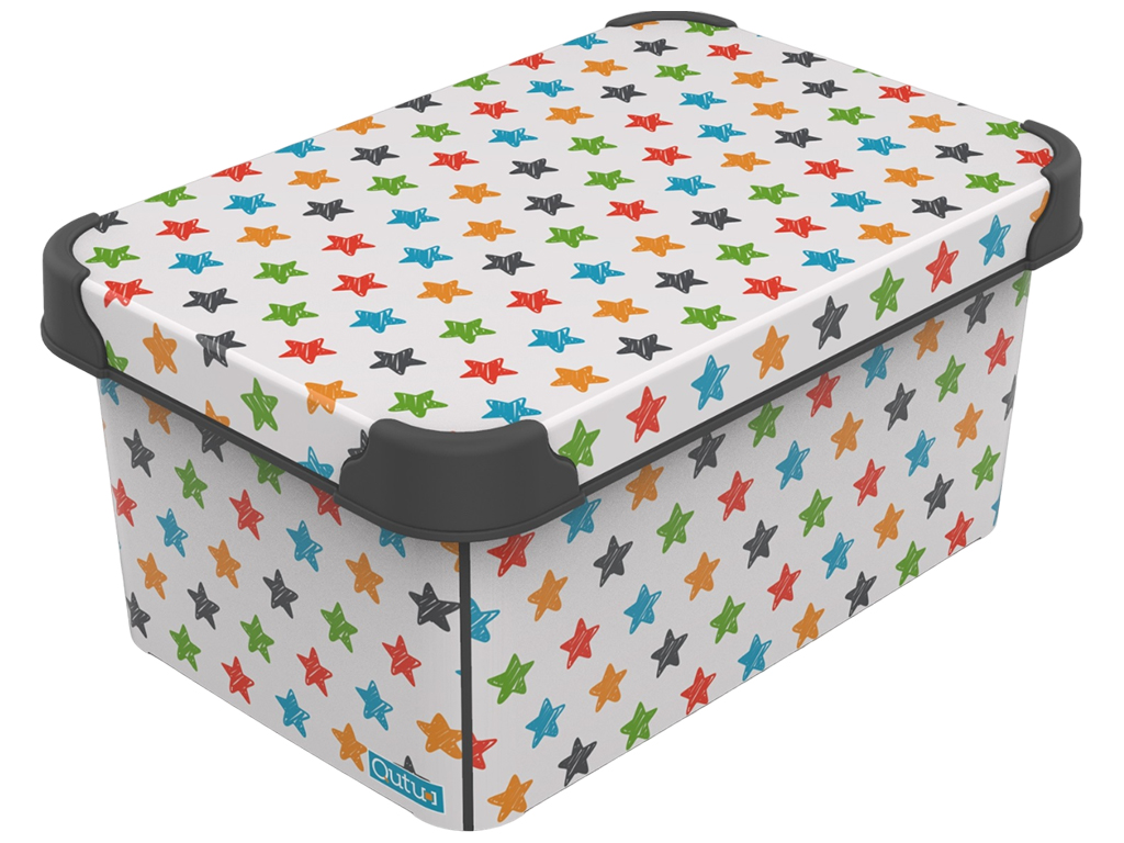 Контейнер Qutu Style Box з кришкою Colored Stars, 5л