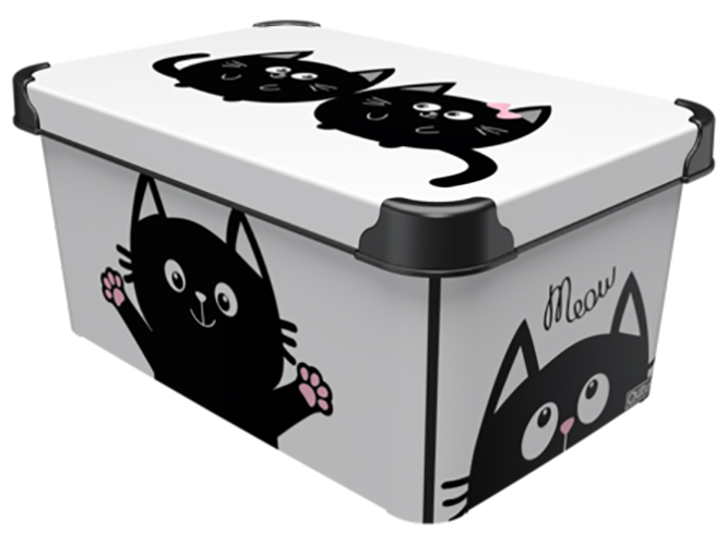 Контейнер для зберігання з кришкою Qutu Style Box Meow Black, 10л