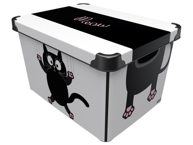 Контейнер для хранения с крышкой Qutu Style Box Meow Black, 20л