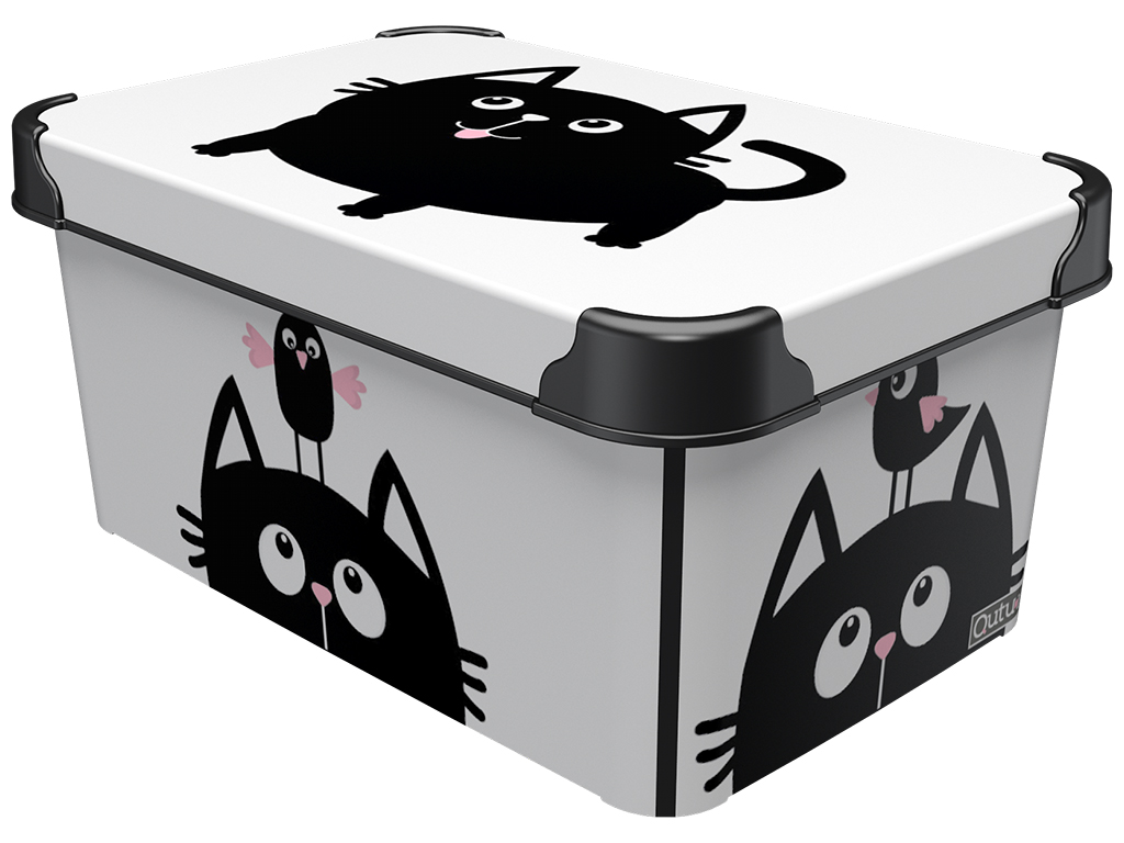 Контейнер для зберігання з кришкою Qutu Style Box Meow Black, 5л