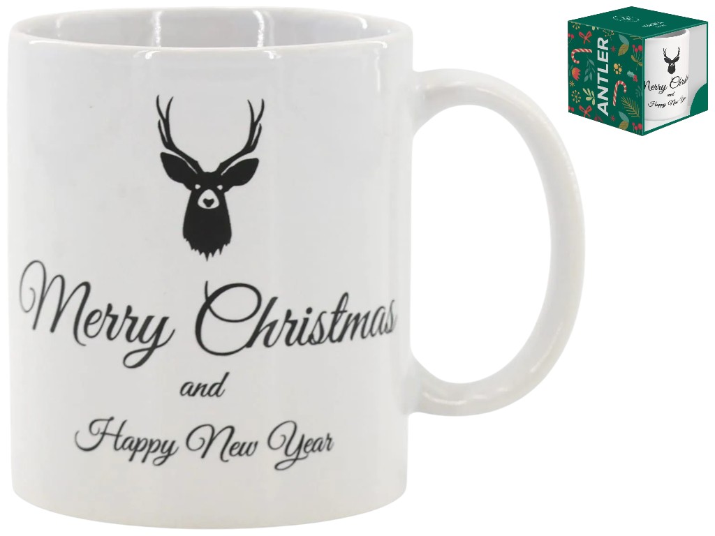 Чашка Limited Edition NY Antler Black, кераміка, 320мл, колір білий з малюнком