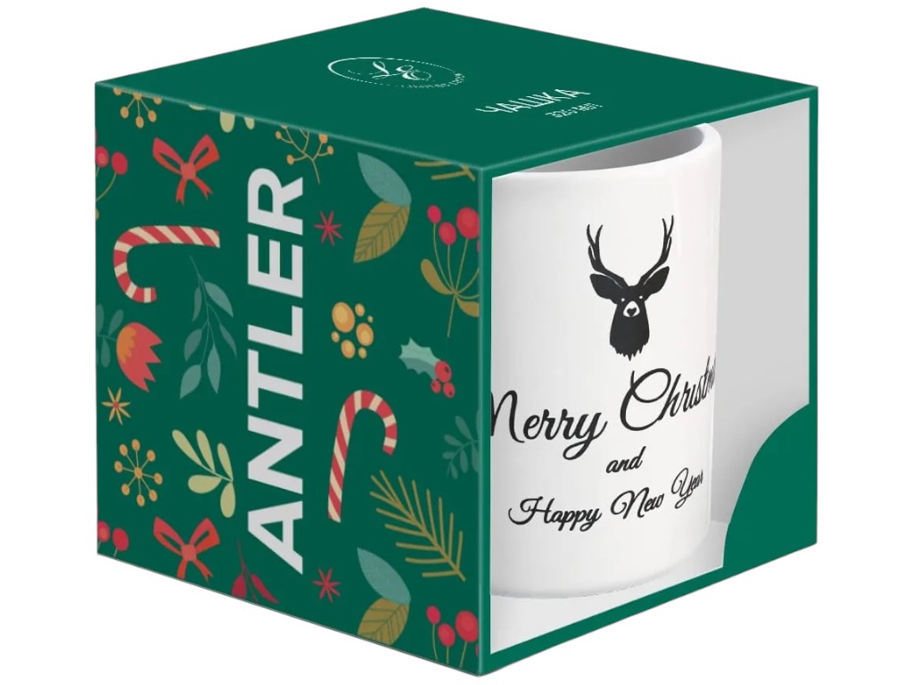Чашка Limited Edition NY Antler Black, кераміка, 320мл, колір білий з малюнком