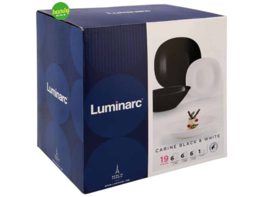 Сервиз столовый Luminarc Carinel, опаловое стекло, цвет черно-белый (цена за набор 19пр)