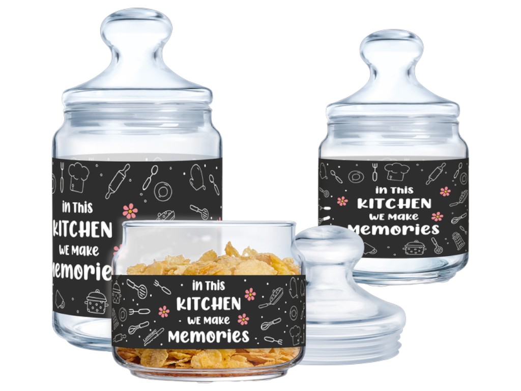 Набор банок Luminarc, Club Kitchen Memories, закаленное стекло, 0,5+0,75+1 л 0883314062571