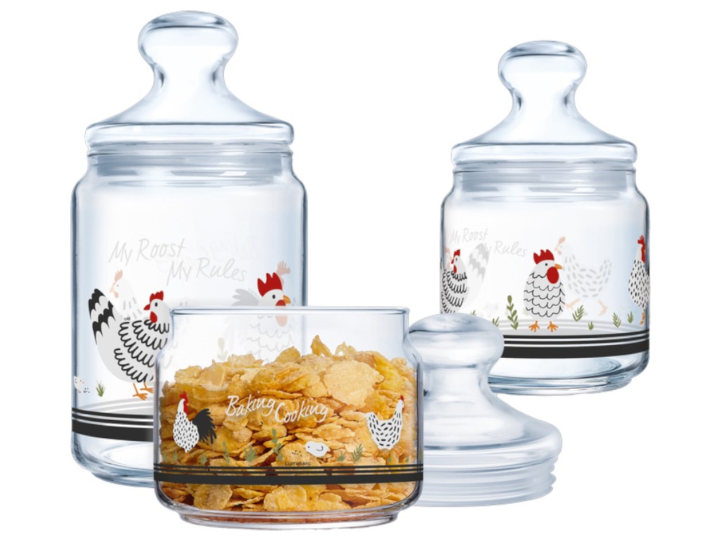Набор банок Luminarc Club My Roost My Rule, стекло, 0,5+0,75+1 л 0883314062618