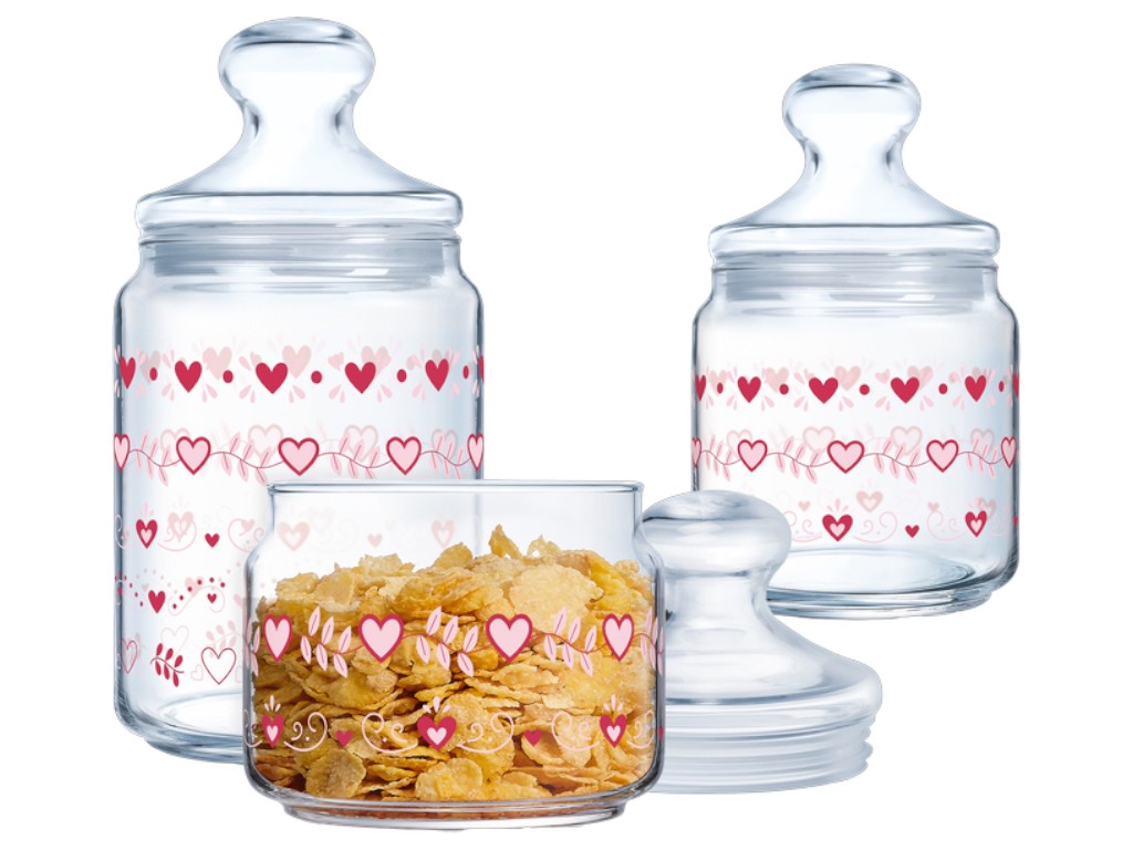 Набор банок Luminarc, Club Love Basket, закаленное стекло, 0,5+0,75+1 л 0883314062762