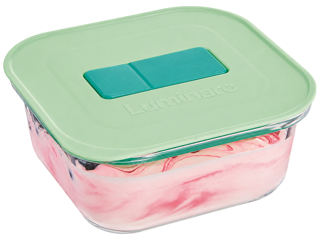 Контейнер Luminarc Pure Box Unique, боросиликатное стекло, пластик, 530мл, цвет прозрачный/зеленый