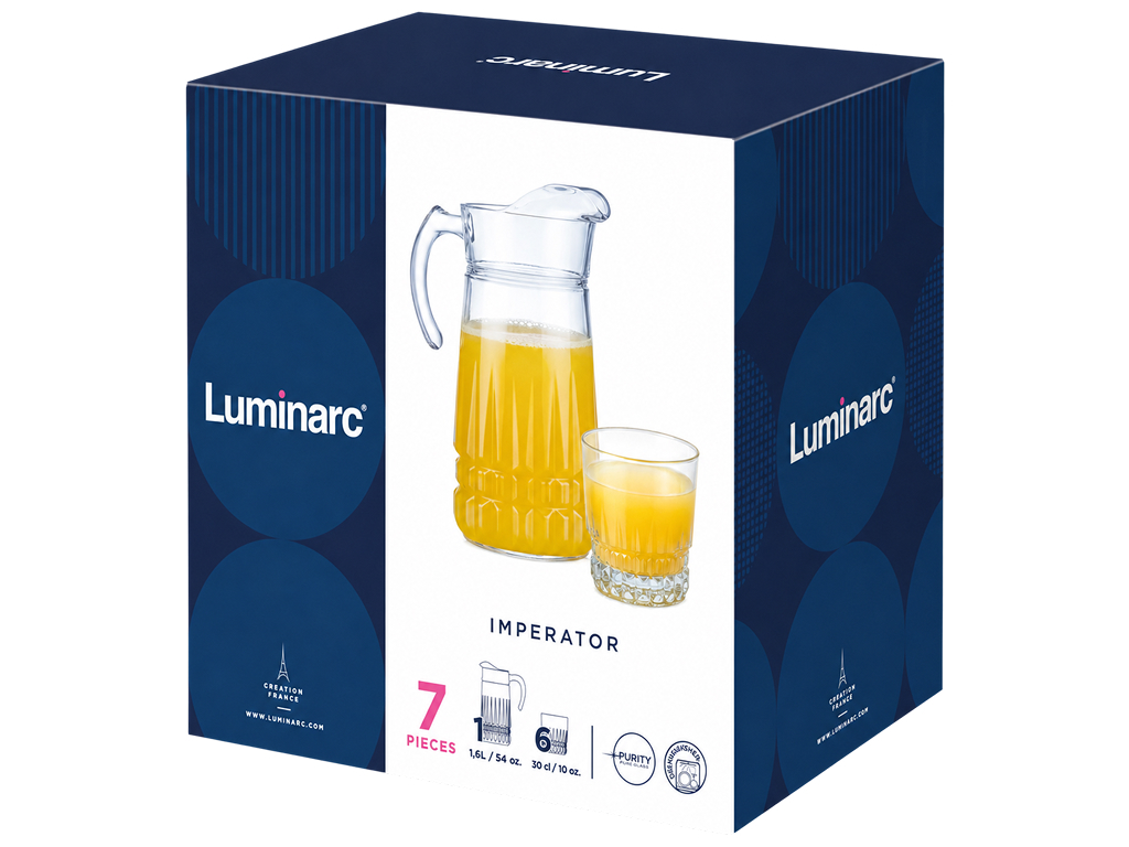 Набір для напоїв Luminarc Imperator, глечик 1,6л, склянки 300мл, 7 предметів (ціна за набір)