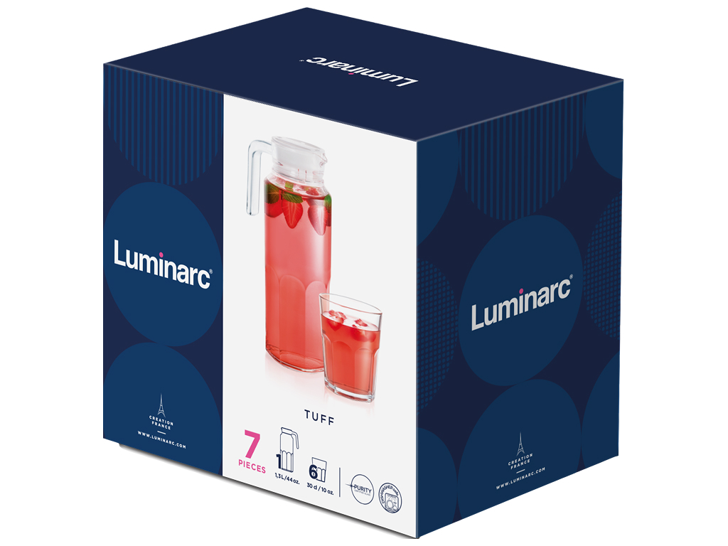 Набор для напитков Luminarc Tuff, стекло, 1,3л/300мл, 7 предметов, (цена за набор)