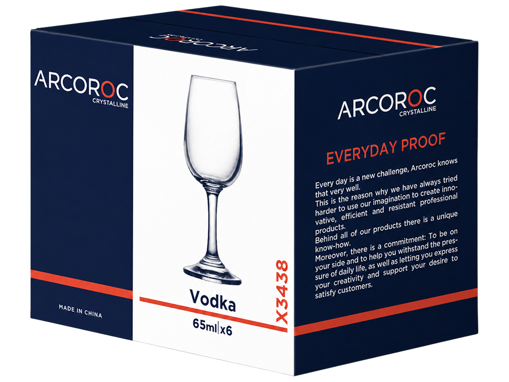 Набір чарок Arcoroc Vodka Stem, кристальне скло, 65мл, 6шт (ціна за набір)