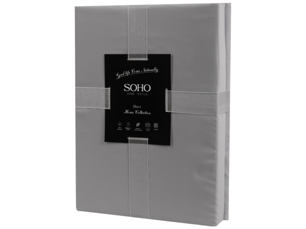 Комплект постільної білизни Soho, євро, 200×230см, 240×250см, 50×70см, сатин, колір сірий з айворі