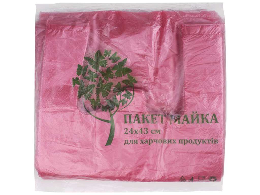 Кулек с ручками типа "майка" "Полесье" без рисунка (100шт 250гр) 24*43см