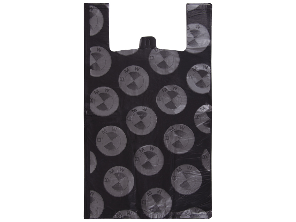 Кулек с ручками типа "майка" BMW черный 51мкм (50шт) 1300гр 44x75см