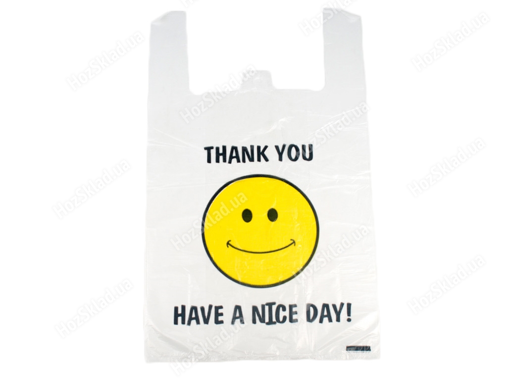 Кулек с ручками типа майка Смайл (50шт) 51мкм 800гр 30x55см