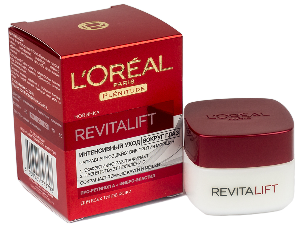 Крем для кожи вокруг глаз LOreal Paris "Revitalift" лифтинг-уход, действие против морщин 15мл