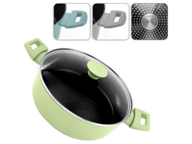 Каструля з кришкою лита мармур Megastone, інд.дно, 28x8см