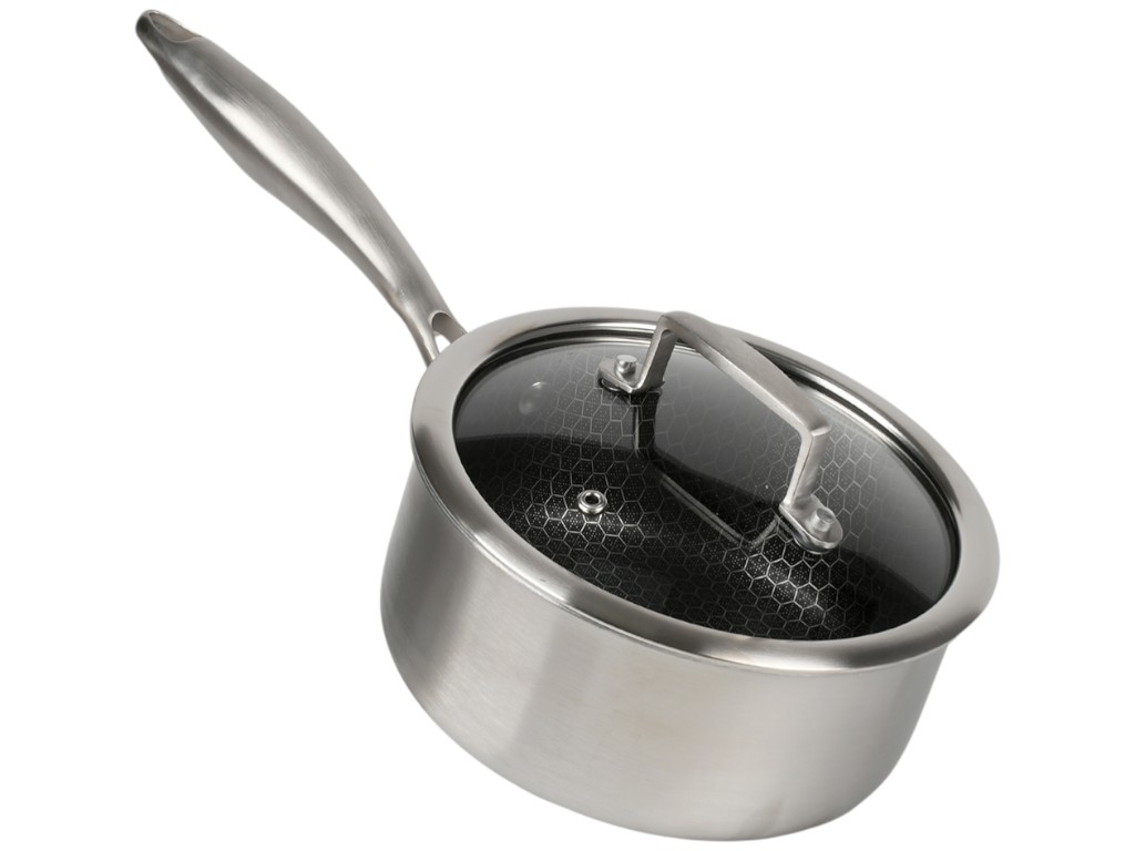 Ківш Соти, з кришкою, нержавіюча сталь, скло, 1,9л, 18×8,5см, колір сріблястий