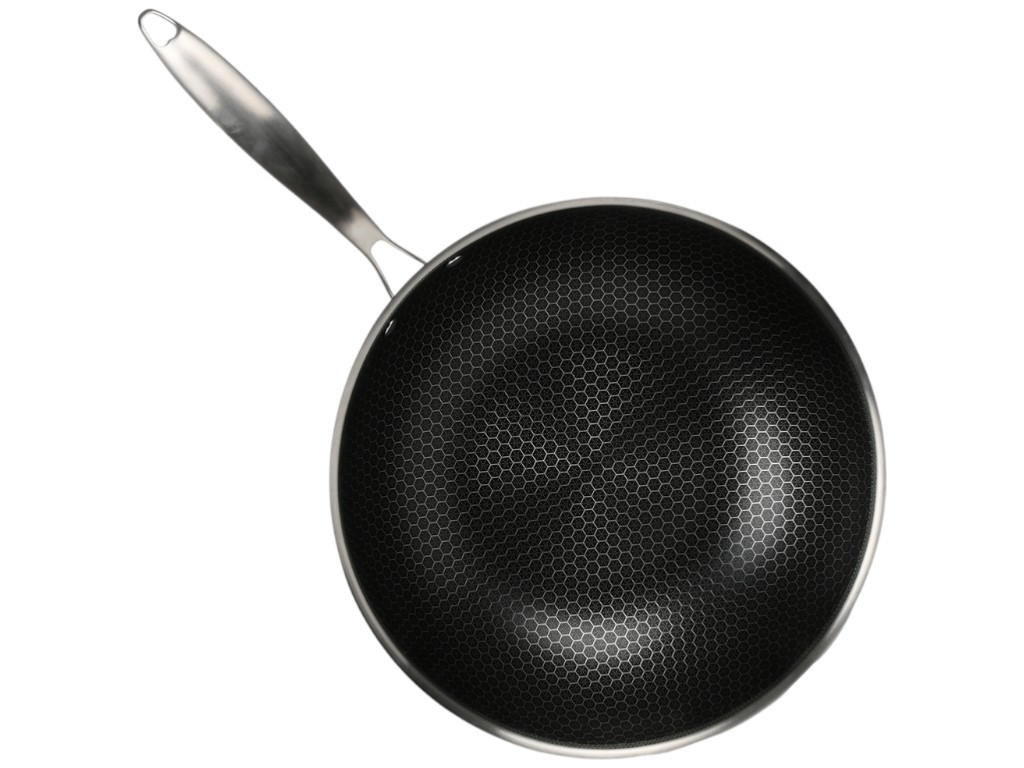 Сковорода WOK с антипригарным покрытием Соты, нержавеющая сталь, 30х8,8см, цвет стальной