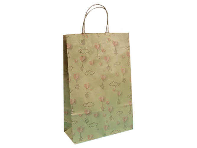 Пакет подарунковий крафт With love на буром, 24x37x10см