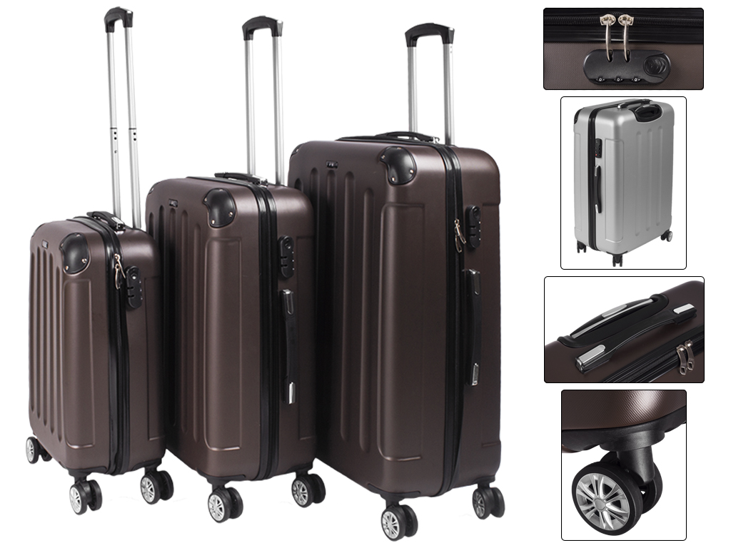 Набор чемоданов туристических пластиковых на колесиках (цена за набор 3шт)