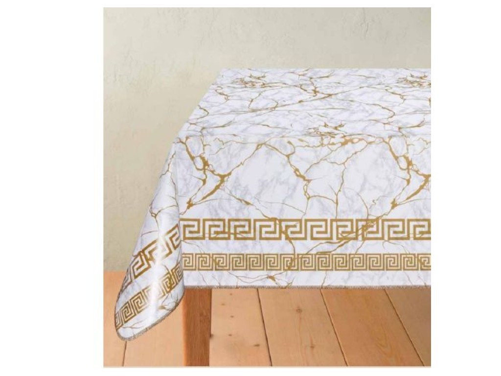 Клеёнка Dekorama пвх, белый мрамор с греческим орнаментом, 1.40 х 20 м.