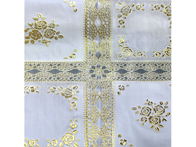 Клейонка вінілова ажурна "Lace" з золотом 1,37x20 метрів (ціна за рулон)