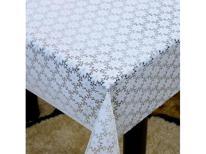 Клейонка вінілова ажурна "Lace" біла 1,37x20 метрів (ціна за рулон)