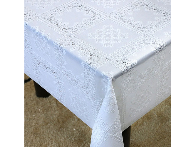 Клеенка виниловая ажурная "Lace" белая 1,37x20 метров (цена за рулон)