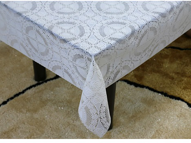 Клеенка виниловая ажурная "Lace" с перламутром беж 1,37x20 метров (цена за рулон)