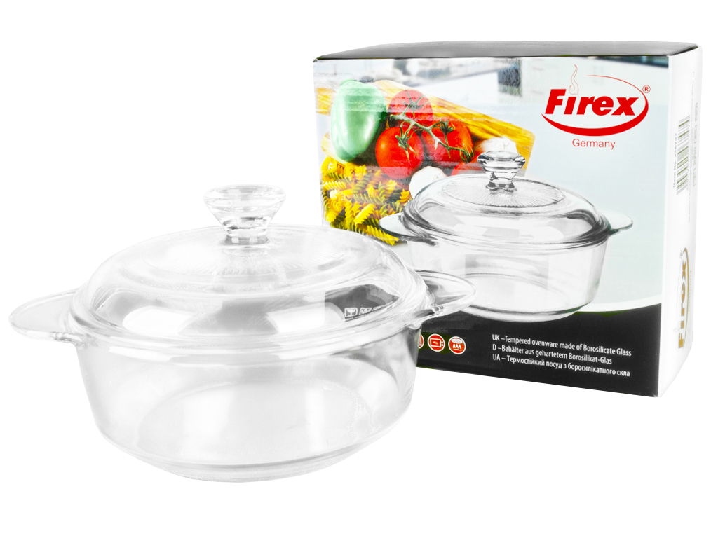 Каструля термоскло Firex "Retro" кругла з кришкою 1л