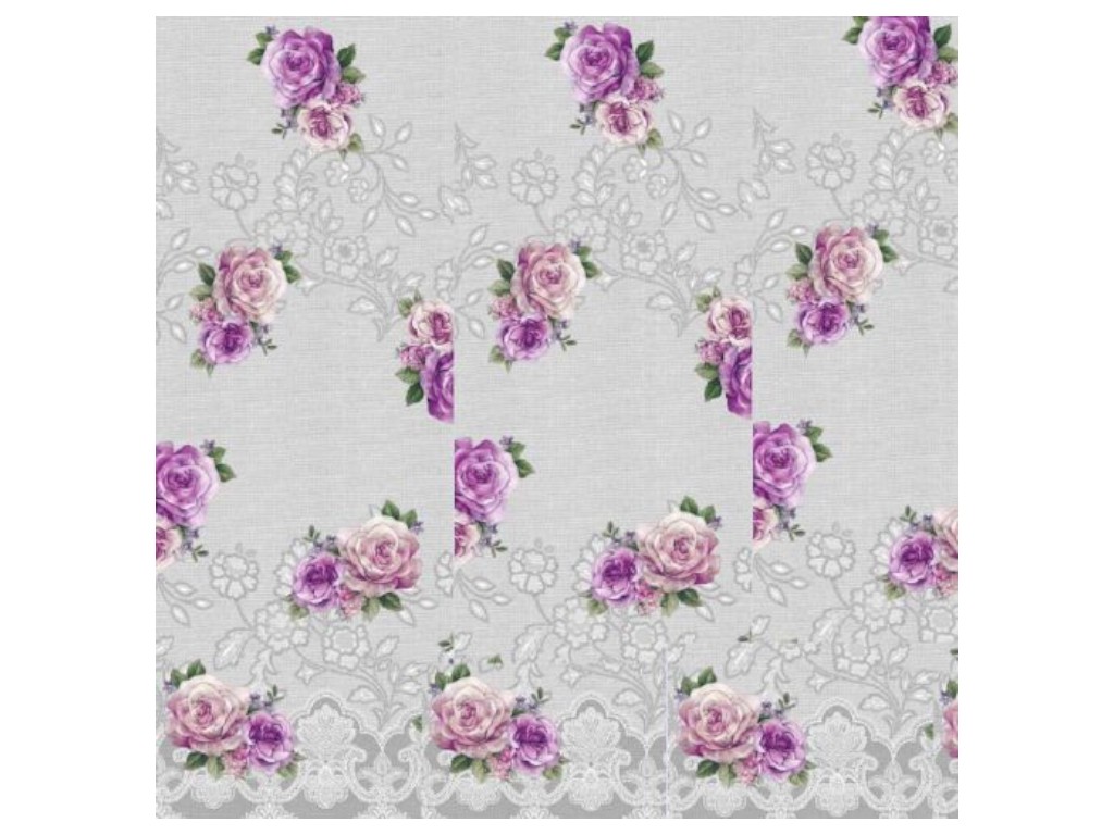 Клеёнка ПВХ Dekorama, цвет серый с цветочным рисунком, 1.40×20 м.