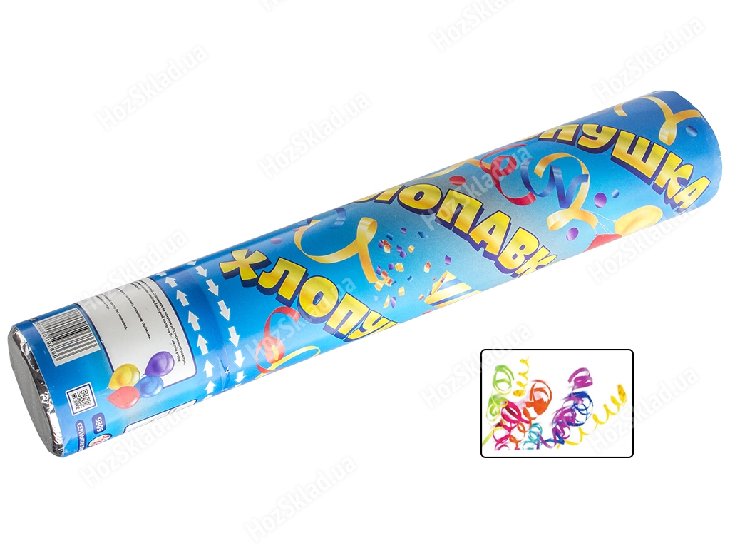 Пневмохлопушка Stenson Серпантин бумажный разноцветное конфетти 27,8см