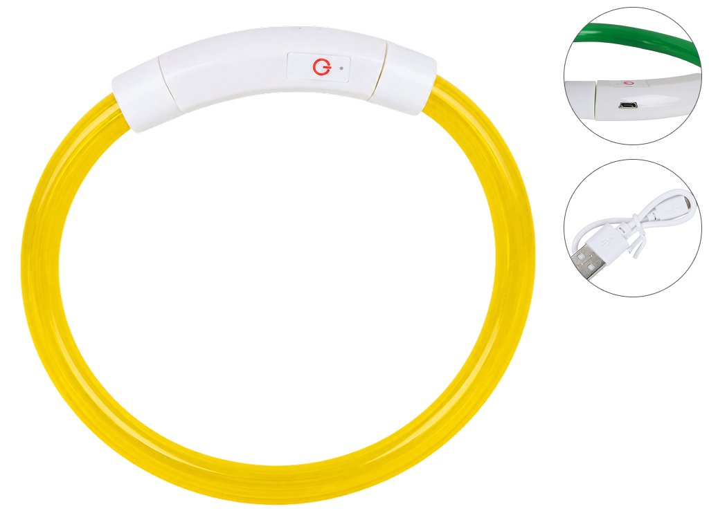 Ошейник светодиодный для собак USB, размер S, 35 см, 4 цвета, (цена за 1шт)