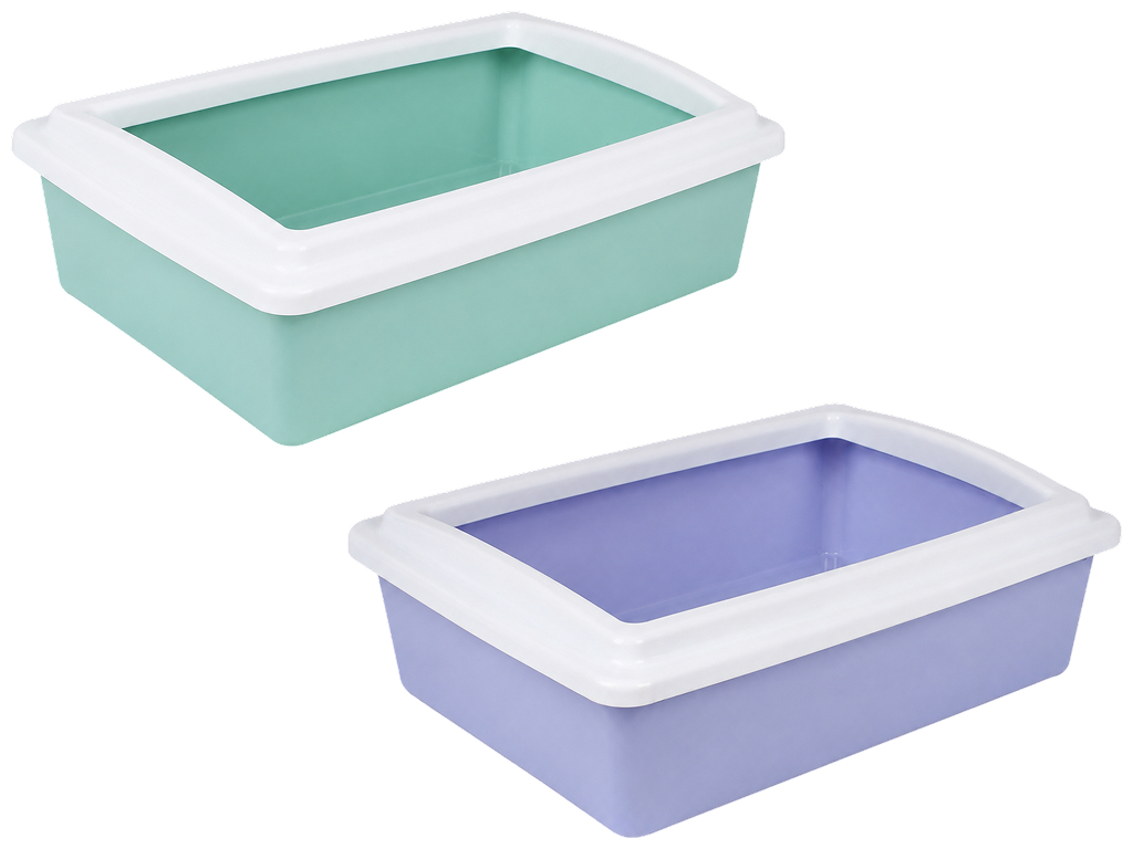 Лоток-туалет для кошек с совком, пластик, 39×30×13см, 2 цвета, (цена за 1шт)