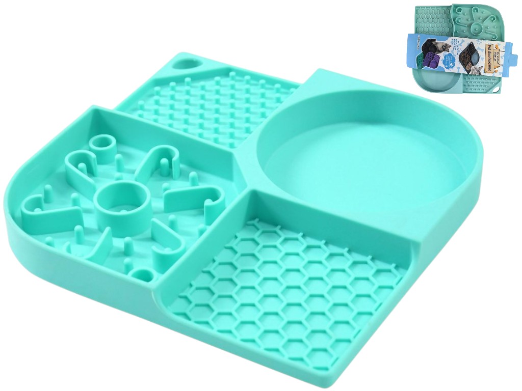 Миска-коврик для медленного кормления животных, термопластичная резина (TPR), 21×21см, цвет мятный