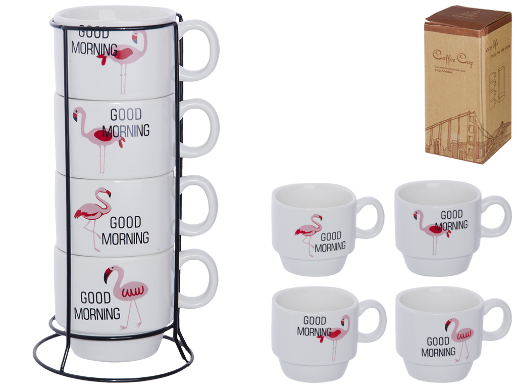 Чашки на стойке "Good morning" 150мл (цена за набор 5 предметов)