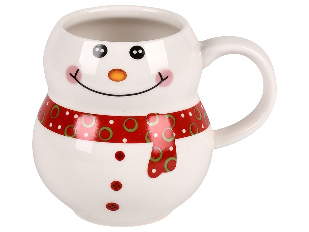 Чашка с крышкой Снеговик, керамика, силикон, 350мл, 6,5×10см 77766