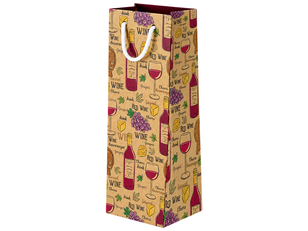 Пакет подарочный крафтовый Winery для бутылки, бумага, с ручками, 12×36×9 см Пакет подарочный крафтовый Winery для бутылки, бумага, с ручками, 12×36×9 см